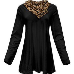 NEW Black & Brown Leopard Collar Tunic Size 12-14